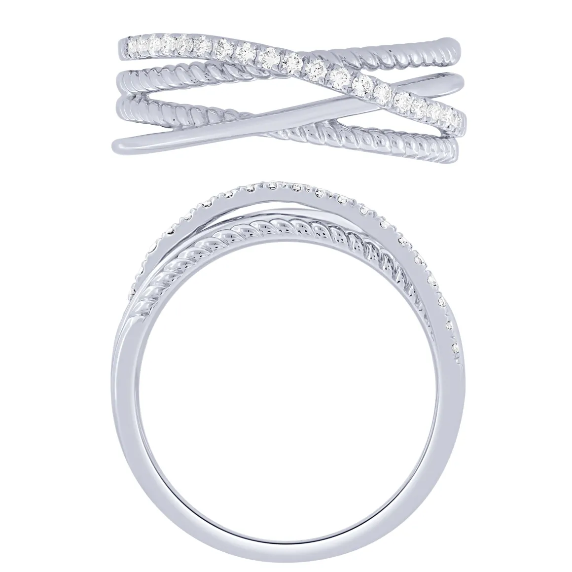 Sterling Silver 0.16Ctw Layered Ring