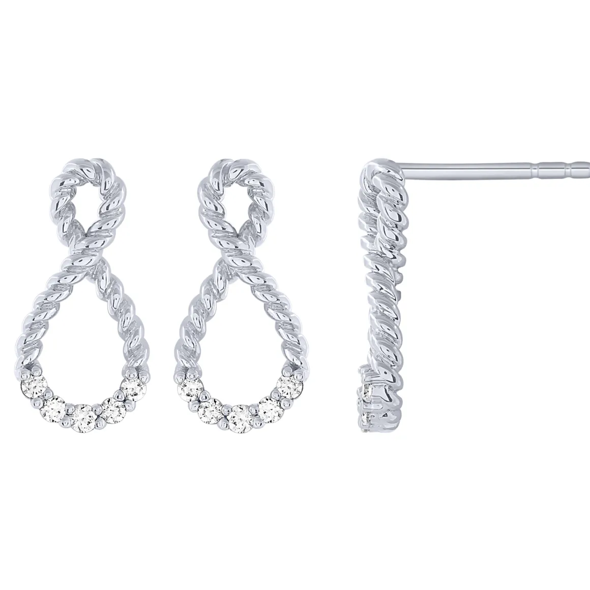 Sterling Silver 0.16Ctw Twisted Post Earrings