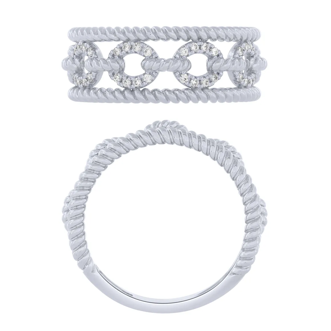 Sterling Silver 0.16Ctw Wide Fashion Ring