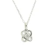 Sterling Silver Diamond Knot Pendant With Single Center Round Diamond Approx. 0.15Ct Hi/I1 On 16" Chain