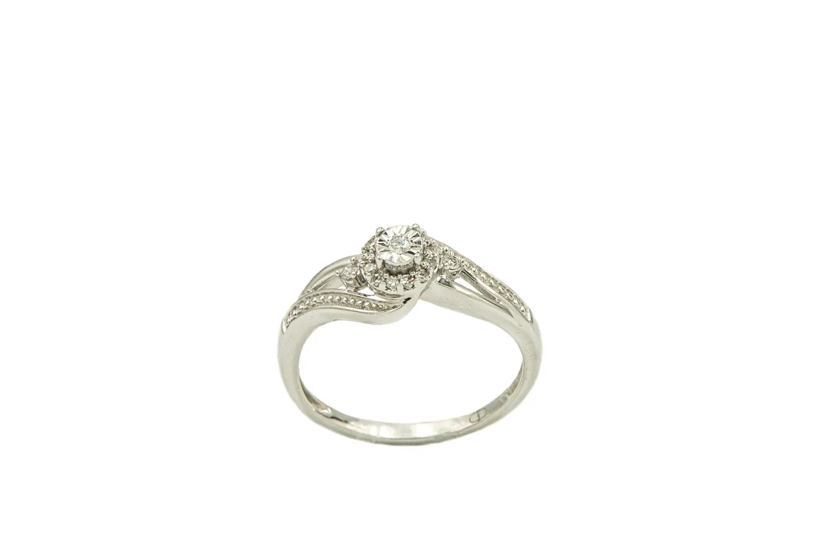 Sterling Silver Diamond Pure Promise Halo Ring