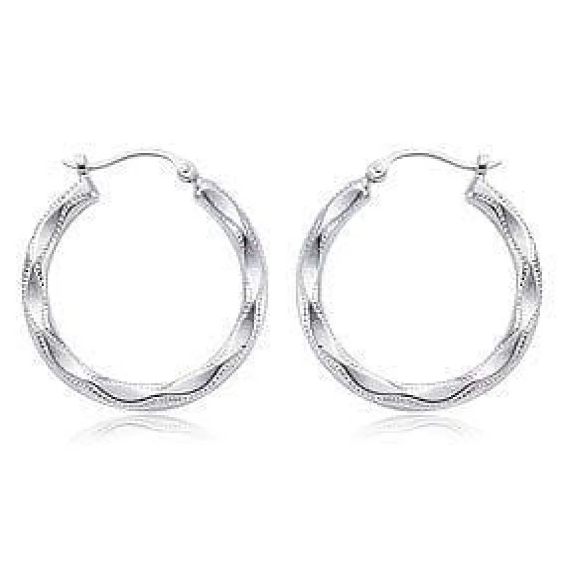 Sterling Silver Lg Embossed Shell Earrings