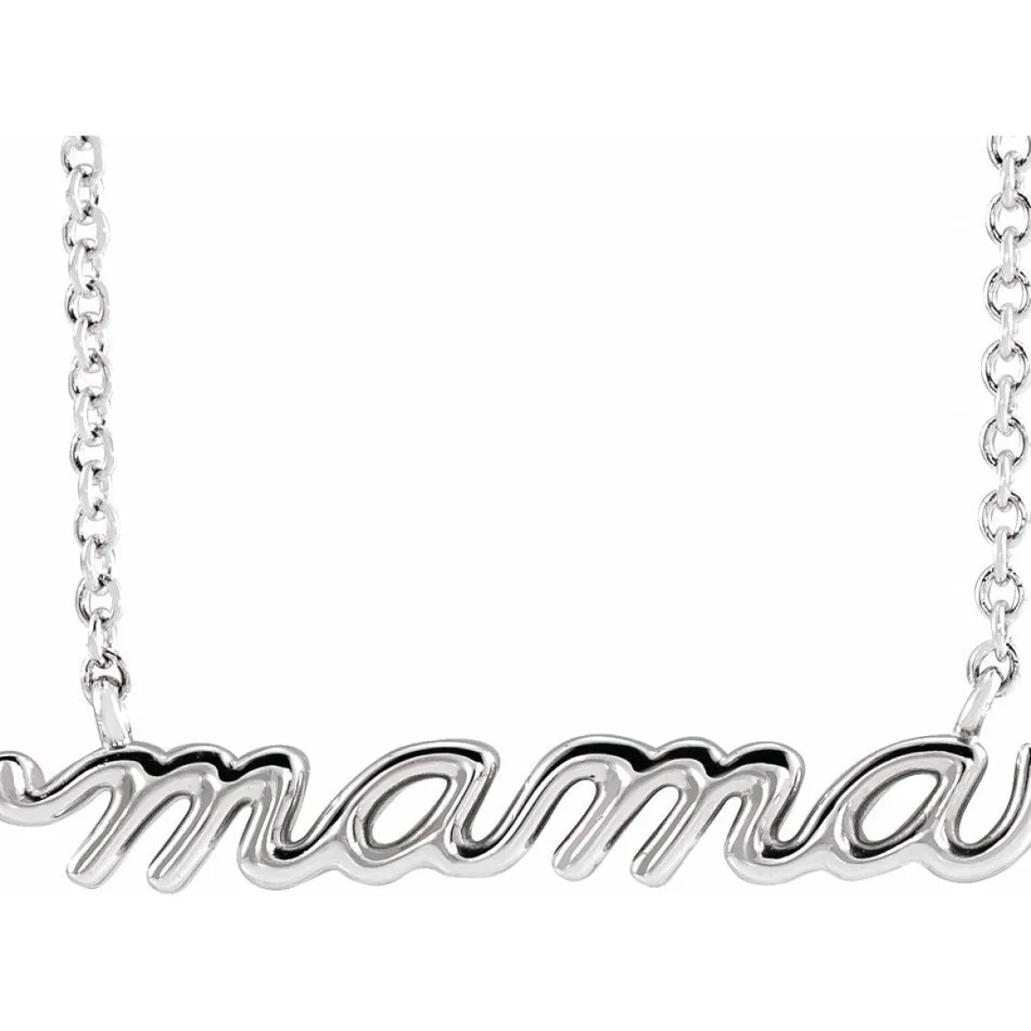 Sterling Silver Mama Script Necklace 18"