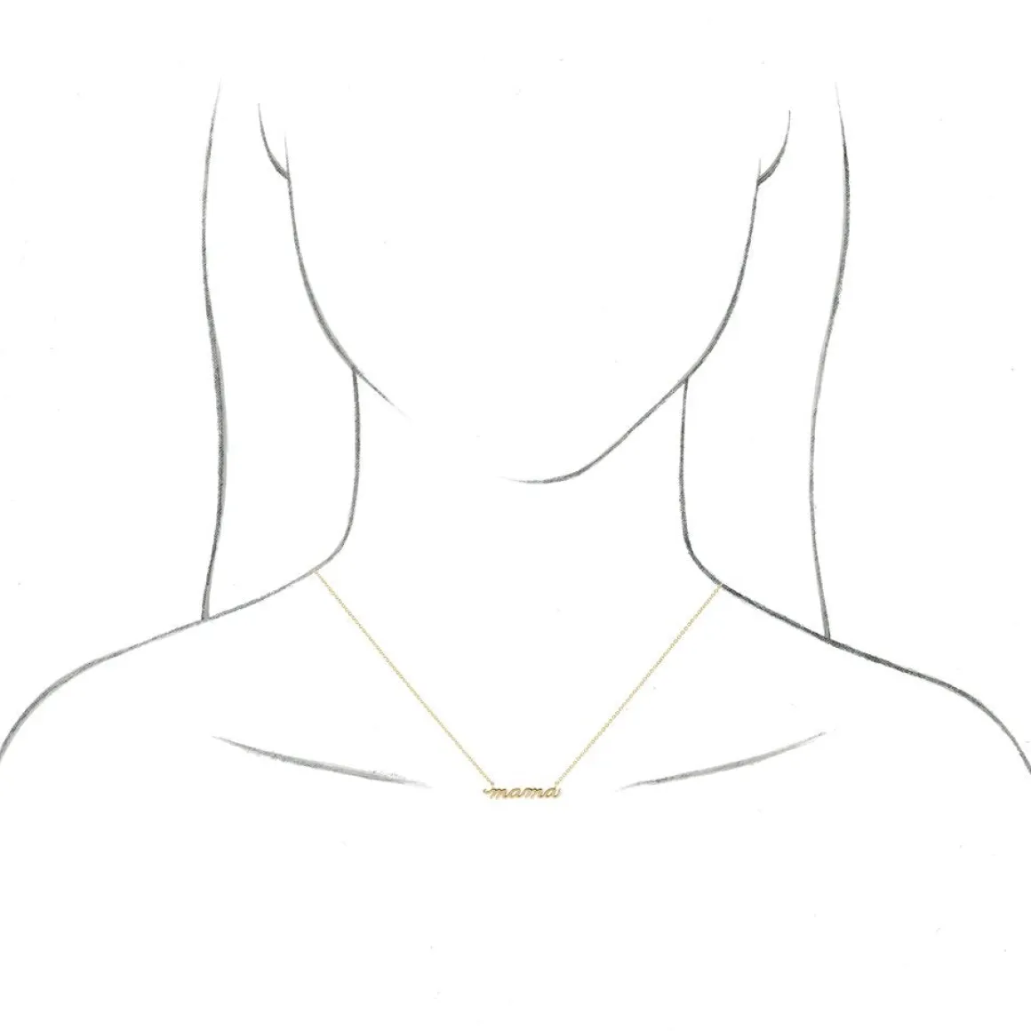 Sterling Silver Mama Script Necklace 18"