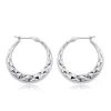 Sterling Silver Md Diamond Cut Hoop S/D Earrings