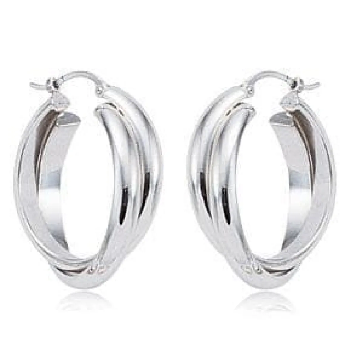Sterling Silver Md Hf/Rd Crossed S/D Earrings