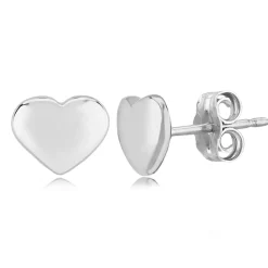 Sterling Silver 8mm Flat Heart Stud Earrings