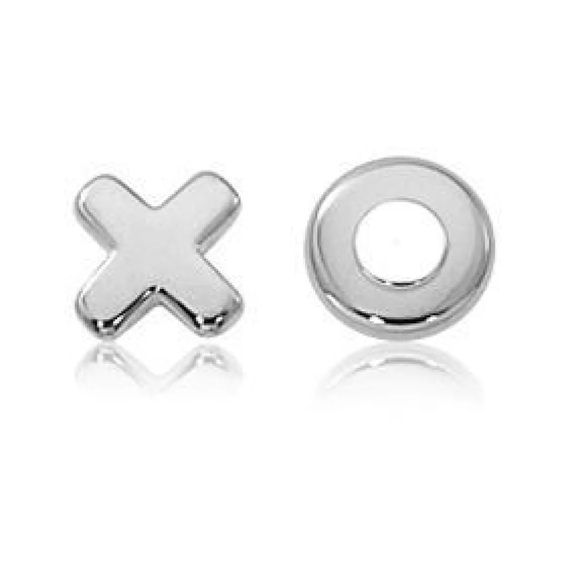 Sterling Silver 8mm Flat Hug & Kiss Studs Earrings