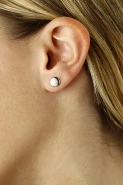 Sterling Silver 8mm Flat Round Stud Earrings