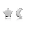 Sterling Silver 8mm Flat Star & Moon Stud Earrings
