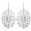 Sterling Silver Oval Center Floral Earrings