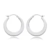 Sterling Silver Pl Flat Hoop S/D Earrings