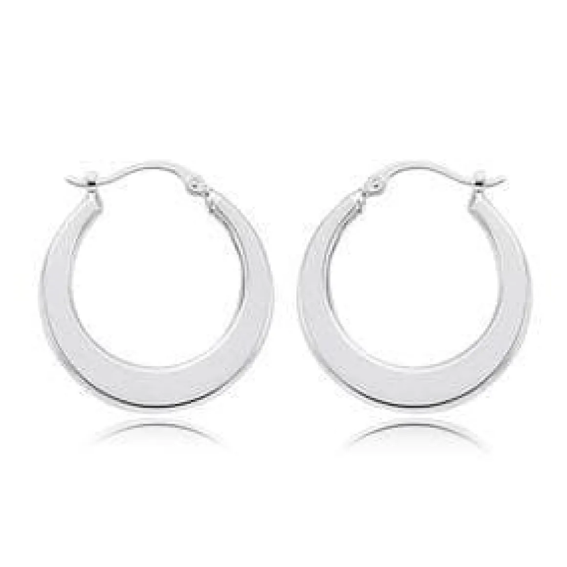 Sterling Silver Pl Flat Hoop S/D Earrings