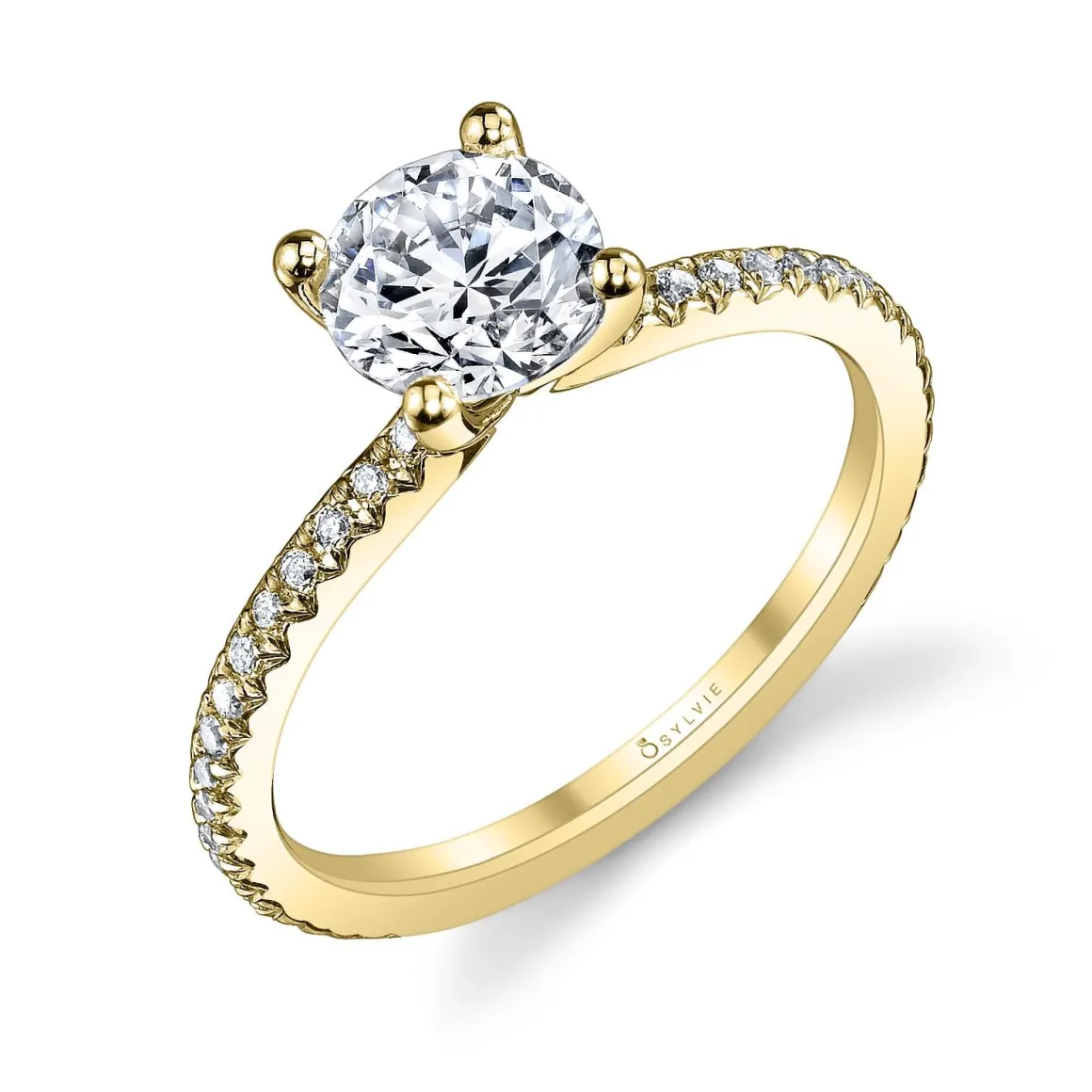 Sylvie Collection 14K Round Engagement Ring Setting .21tw