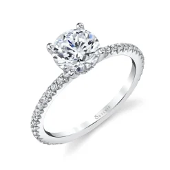 Sylvie Collection 14K White Gold Round Engagement Ring Setting