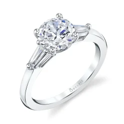 Sylvie Collection 14K White Gold Round Engagement Ring Setting