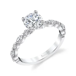 Sylvie Collection 14K White Gold Round Engagement Ring Setting