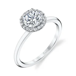 Sylvie Collection 14K White Gold Round Halo Engagement Ring Setting W. 1Ct Round
