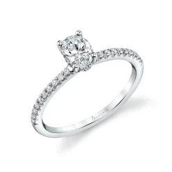 Sylvie Collection 14K White Gold Oval Engagement Ring Setting