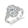 Sylvie Collection 14K White Gold Oval Halo Engagement Ring Setting W. 2.00Ct Oval/Flower Halo 14K Yg