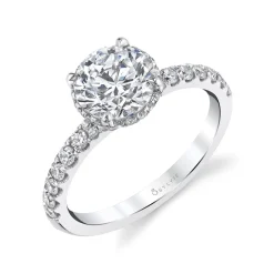 Sylvie Collection 14K White Gold Round Engagement Ring Setting
