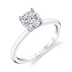 Sylvie Collection 14K White Gold Round Engagement Ring Setting