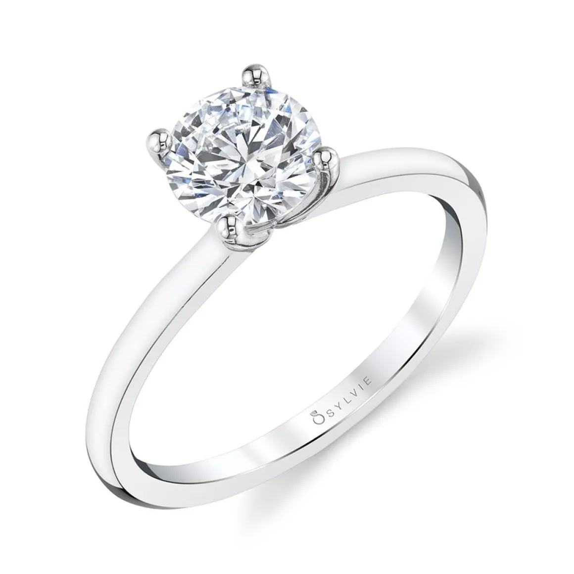 Sylvie Collection 14K White Gold Round Engagement Ring Setting