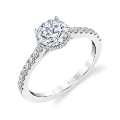 Sylvie Collection 14K White Gold Round Engagement Ring Setting