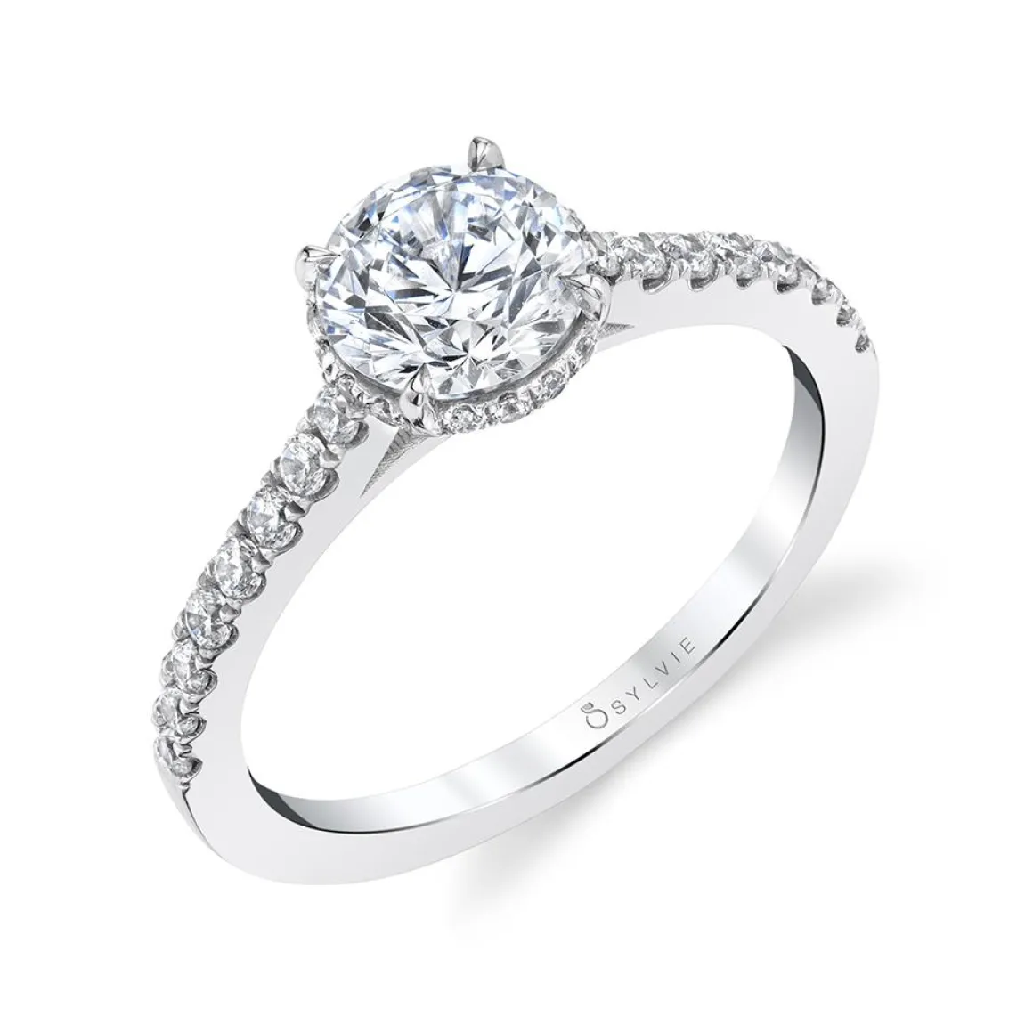 Sylvie Collection 14K White Gold Round Engagement Ring Setting