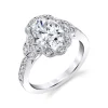 Sylvie Collection 14K White Gold Oval Halo Engagement Ring Setting W. 1.50Ct Oval/Flower Halo 14K WG