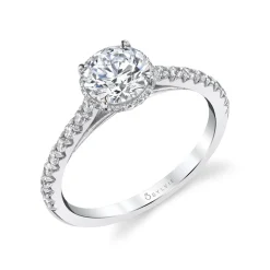 Sylvie Collection 14K White Gold Round Engagement Ring Setting