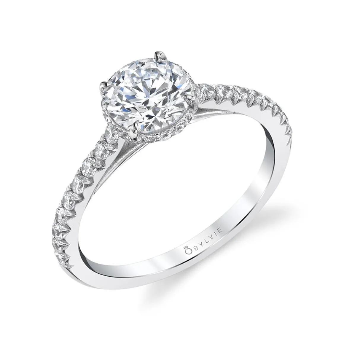 Sylvie Collection 14K White Gold Round Engagement Ring Setting