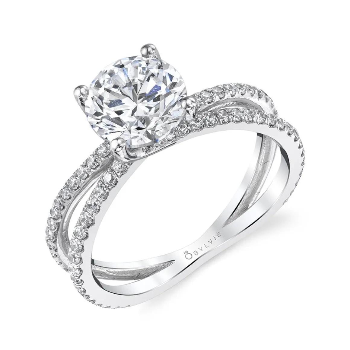 Sylvie Collection 14K White Gold Round Engagement Ring Setting