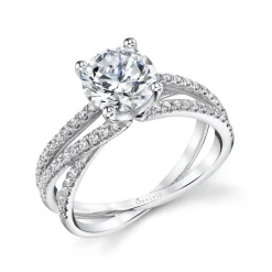 Sylvie Collection 14K White Gold Round Engagement Ring Setting