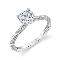 Sylvie Collection 14K White Gold Round Engagement Ring Setting