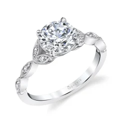 Sylvie Collection 14K White Gold Round Engagement Ring Setting