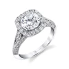 Sylvie Collection 14K White Gold Round Halo Engagement Ring Setting