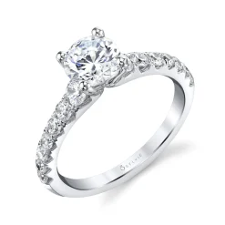 Sylvie Collection 14K White Gold Round Engagement Ring Setting