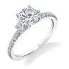 Sylvie Collection 14K White Gold Round Engagement Ring Setting W. 1Ct Round Head 14K White Gold