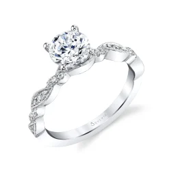 Sylvie Collection 14K White Gold Round Engagement Ring Setting