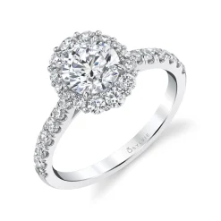 Sylvie Collection 14K White Gold Round Halo Engagement Ring Setting