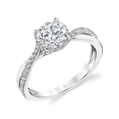 Sylvie Collection 14K White Gold Round Engagement Ring Setting