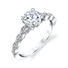 Sylvie Collection 14K White Gold Round Engagement Ring Setting W. Twist and 1Ct Round 14K WG