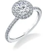 Sylvie Collection 14K White Gold Round Halo Engagement Ring Setting