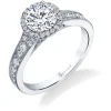 Sylvie Collection 14K White Gold Round Halo Engagement Ring Setting W. 1.50Ct Round