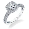Sylvie Collection 14K White Gold Cushion Halo Engagement Ring Setting .37tw