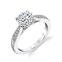 Sylvie Collection 14K White Gold Round Engagement Ring Setting