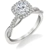 Sylvie Collection 14K White Gold Round Halo Engagement Ring Setting W. 1Ct Round