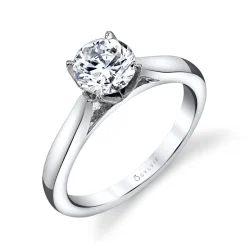Sylvie Collection 14K White Gold Round Solitaire Engagement Ring Setting