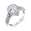 Sylvie Collection 14K White Gold Pear Engagement Ring Setting W. 2Ct Ps/Ps Halo